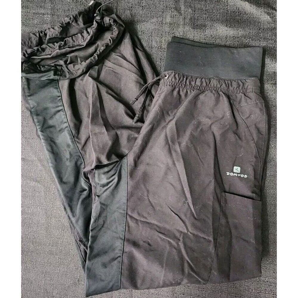 Domyos Women's Track Dance Sports Bottoms 10 Black Pocket Pants Cinch Ankles‎